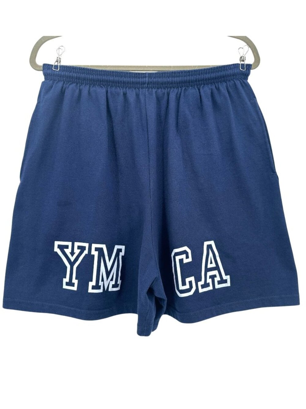 Vintage Soffe Shorts Mens XL Shorts YMCA Pull On Drawstring Navy Blue Gym Sweat